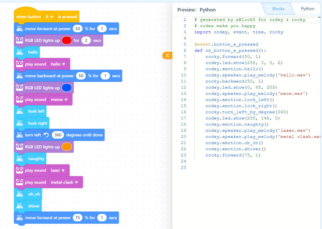 Codey Code Blocks with Python